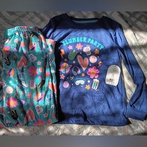 wonder nation Navy Blue Top with Teal Printed Pajama Pants